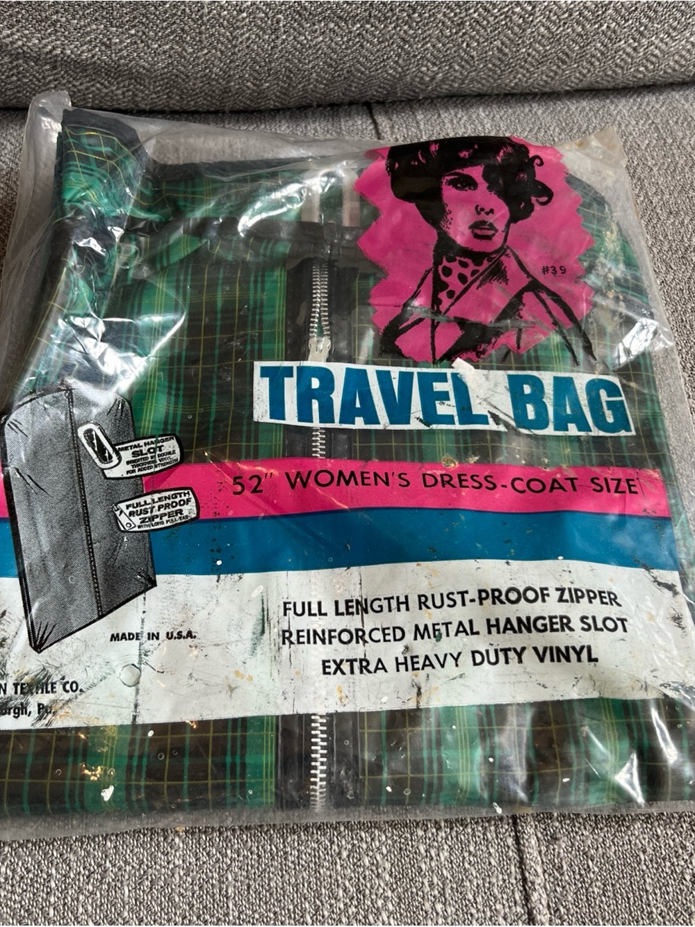 American Textile Company Women’s Dress Coat Vintage Travel Bag Unused USA
